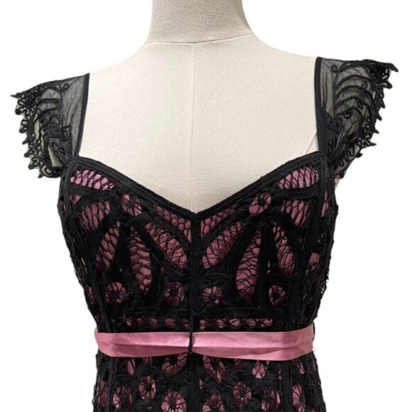 Betsey Johnson Y2K VINTAGE Black and Pink Lace Dress NWT - Picture 3 of 10